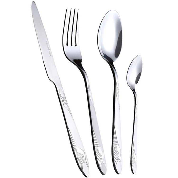 不鏽鋼刀叉勺35#仙鶴西式家用牛排刀叉西餐咖啡勺子湯勺餐具套