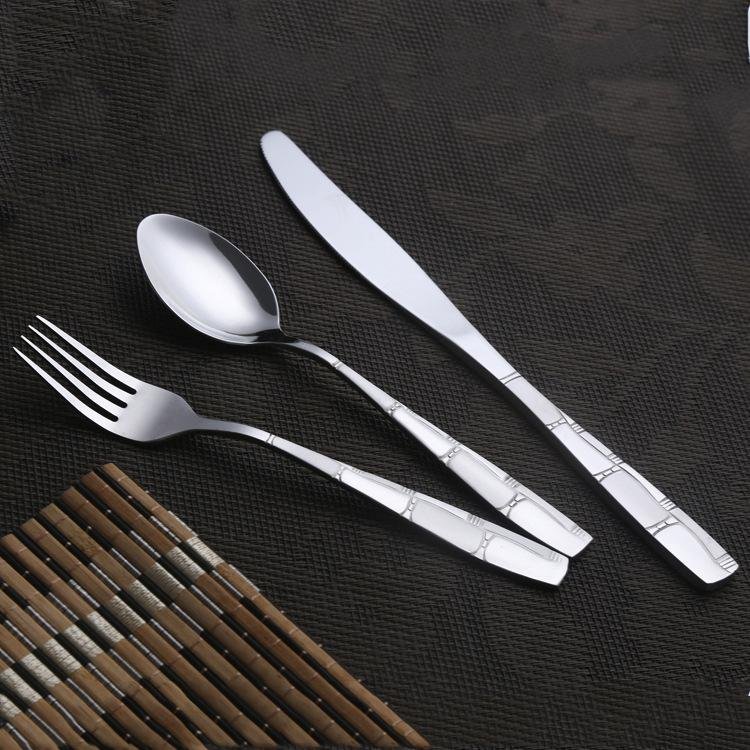 410不鏽鋼刀叉勺套裝85#竹節酒店用品西式餐具西餐刀叉主餐刀叉子 2