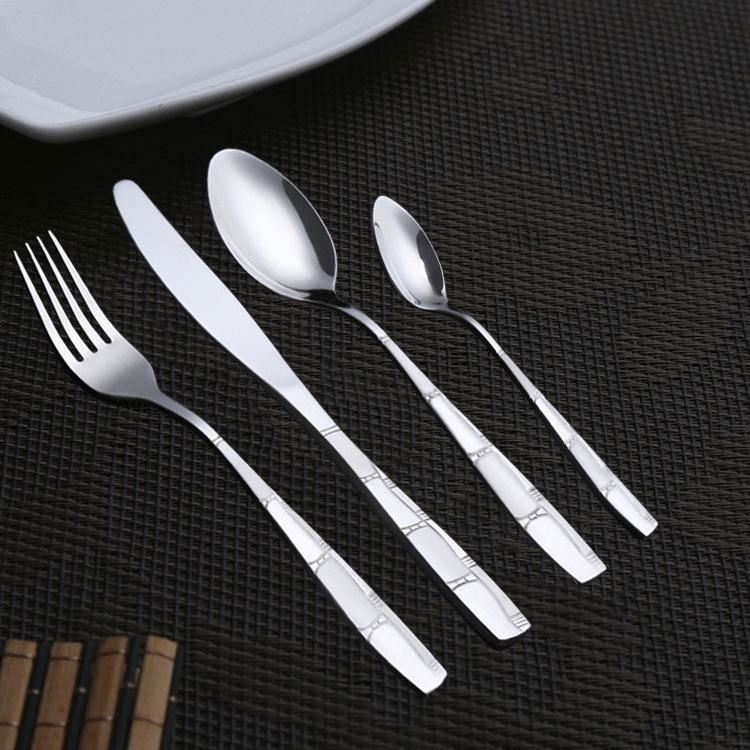 Bulk SS410 stainless steel tableware set knife fork spoon 4