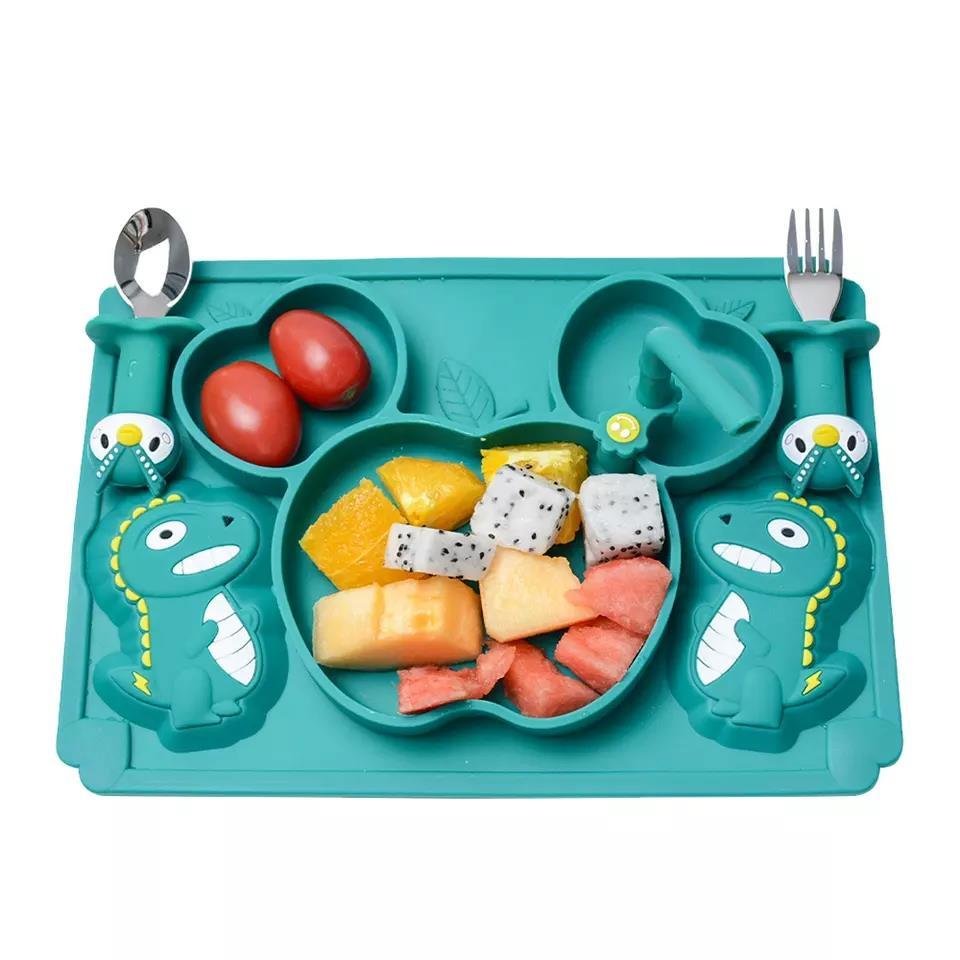 100% Food Grade Suction Plate Suction With Lid Dragon Silicon Plate Set  