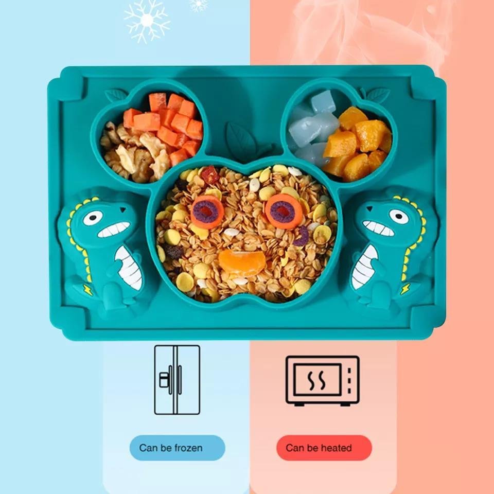 100% Food Grade Suction Plate Suction With Lid Dragon Silicon Plate Set   2