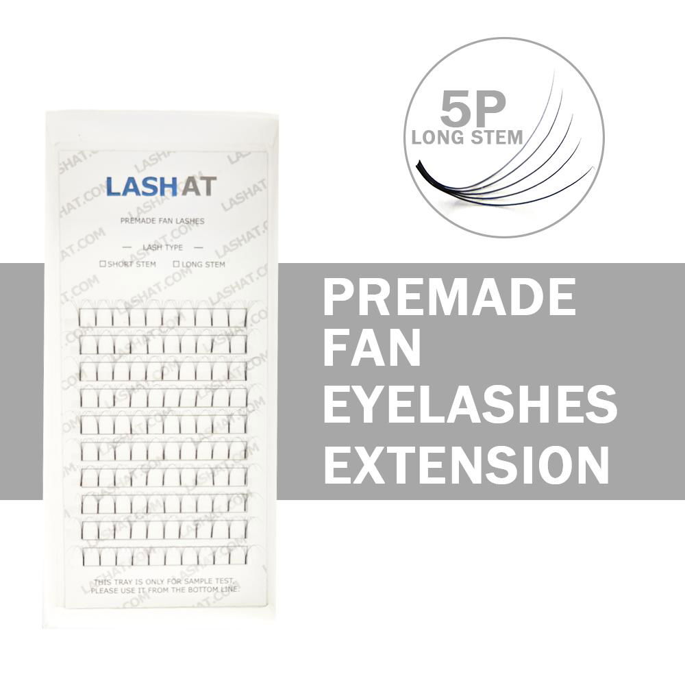 Dark black  long stem lash extension   premade custom lash box