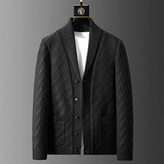 Autumn and winter new fashion woven thick warm shawl collar casual jacket high-e