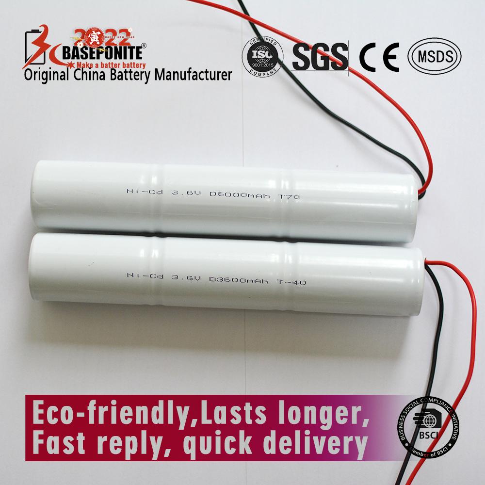 Emergency lights battery low & high temperature D size NiCd rechargeable battery 3