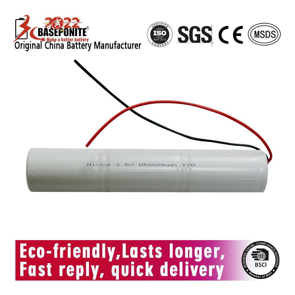 Emergency lights battery low & high temperature D size NiCd rechargeable battery 5