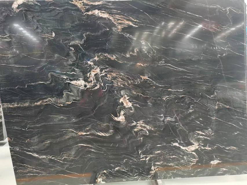 hot sell natural black and gold countertop marble slab