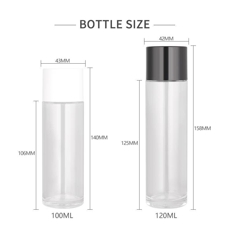 100 ml round toner bottle spot full cover transparent flat shoulder glass bottle 2