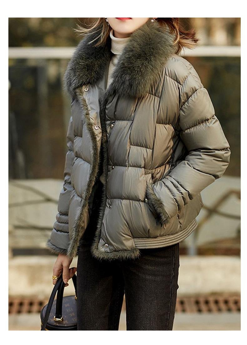高端白鴨絨短款羽絨服女2023年冬季新款韓版超大毛領加厚時尚外套 3