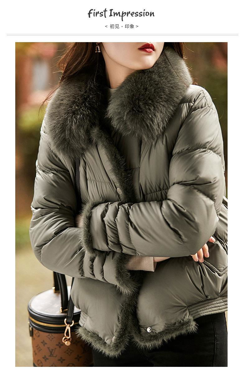 高端白鴨絨短款羽絨服女2023年冬季新款韓版超大毛領加厚時尚外套 4