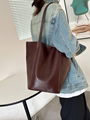 Simple design genuine leather tote bag 8