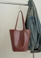 Simple design genuine leather tote bag 2