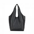 Unisex large black rivet tote bag
