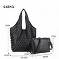 Unisex large black rivet tote bag