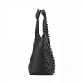 Unisex large black rivet tote bag