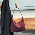 Female nubuck leather underarm bag