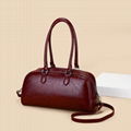 Female PU leather shoulder baguette