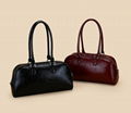 Female PU leather shoulder baguette