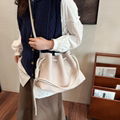 Female large capacity drawstring bucket bag