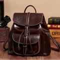 Female oil wax leather backpack