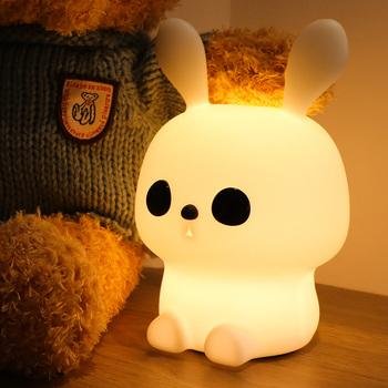 Silicone Small Kids Adults Bedroom Lamp Lighting LED Rabbit Bunny Night Light