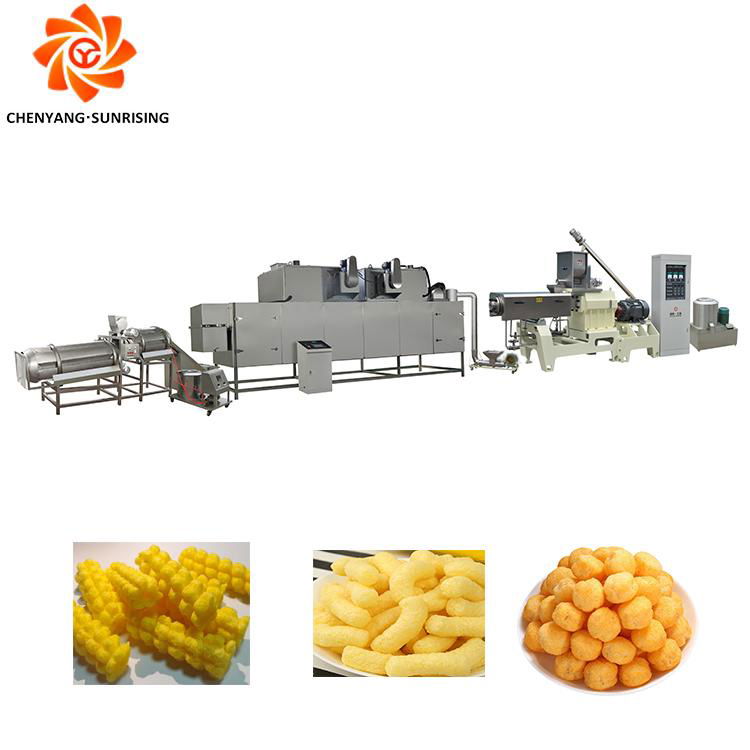 Puffed Corn stick snack cheese ball corncobs food making machine extruder line 3