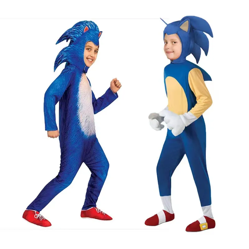 Sonic Cosplay Costume for Children Halloween Party Sonic Rat Jumpsuit for Kids S 4