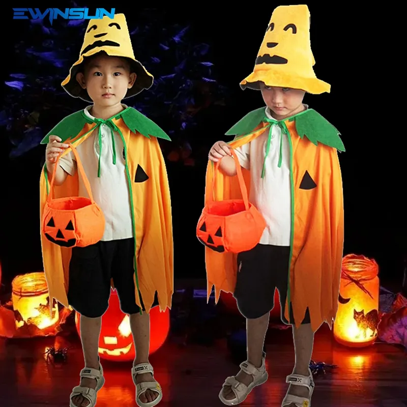 New Halloween Pumpkin Cloak Children party clothing Masquerade Cosplay parent ch