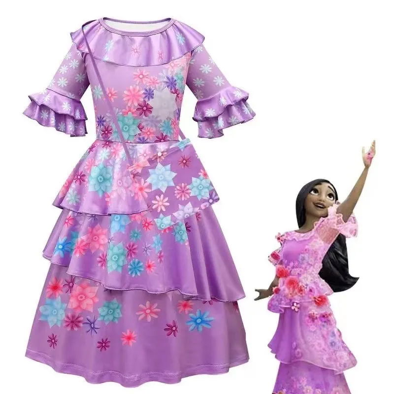 Girls Encanto Dresses Cosplay Mirabel Costumes Fancy Kids Princess Clothes Child 2