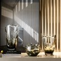 輕奢花瓣琉璃花瓶擺件現代高檔簡約客廳餐桌樣板房裝飾花器 1