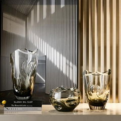 OwnFactoryWholesaleCheapUniquedesignhomedecoration hand blown crystal glassvase