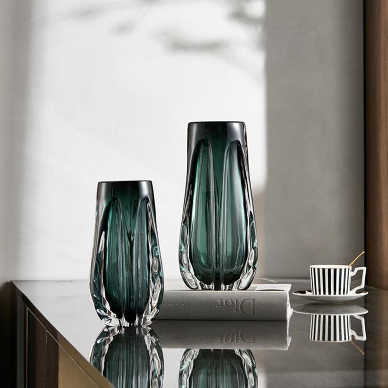 玻璃花瓶摆件客厅插花轻奢水培琉璃花器现代简约餐桌样板间装饰品 2