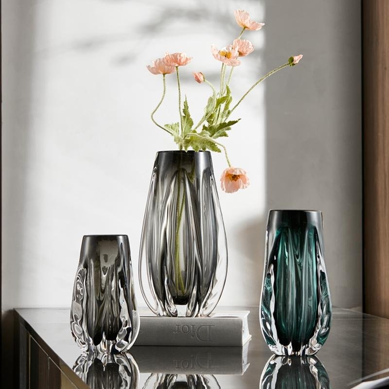 玻璃花瓶摆件客厅插花轻奢水培琉璃花器现代简约餐桌样板间装饰品