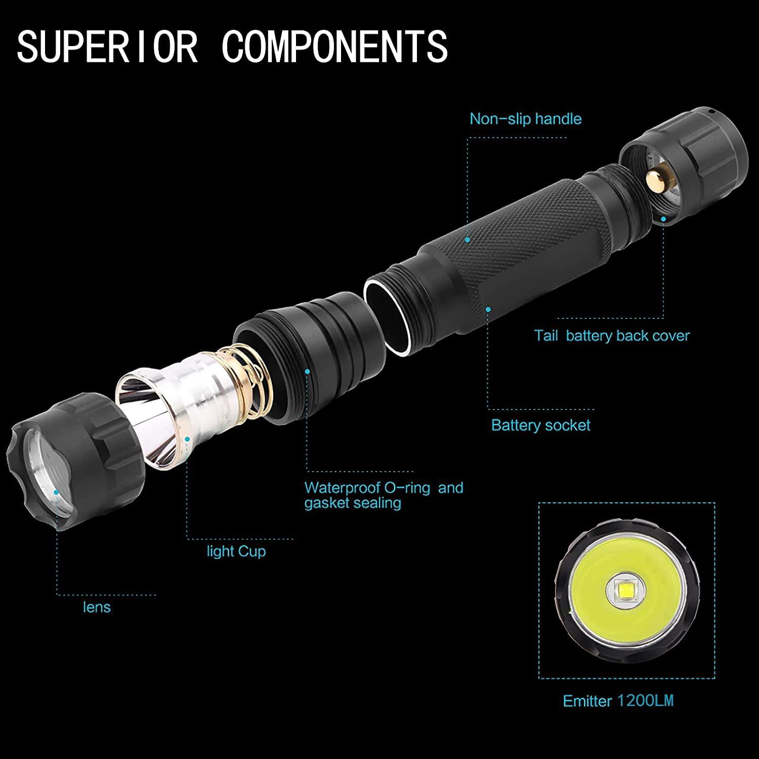 AL12 Tactical flashlight 1200 lumen matte black rechargeable flashlight searchli 5