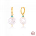 S925 Sterling Silver Baroque Shaped Pearl Earrings 3