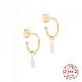 S925 Sterling Silver C Hoop Pearl Earrings