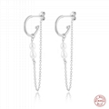 S925 Sterling Silver Shaped Pearl Baroque Chain Earrings 2