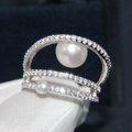 S925 Sterling Silver Ring Women's Multi-layer Crystal Diamond Pearl Ring 2