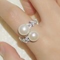 S925 Sterling Silver Ring Women's Diamond Pearl Wheat Ring