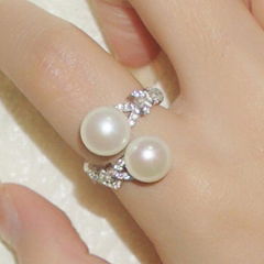 S925 Sterling Silver Ring Women's Diamond Pearl Wheat Ring