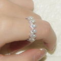 S925 Sterling Silver Ring Women's Diamond Pearl Water Wave Ring