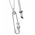 S925 sterling silver freshwater pearl clasp clavicle chain 2