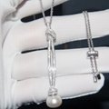 S925 sterling silver diamond pearl knot sweater chain 2