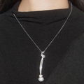 S925 sterling silver diamond pearl knot sweater chain 1