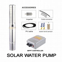 0.5HP to 5.5HP stainless steel solar submersible deep well water pump supplier