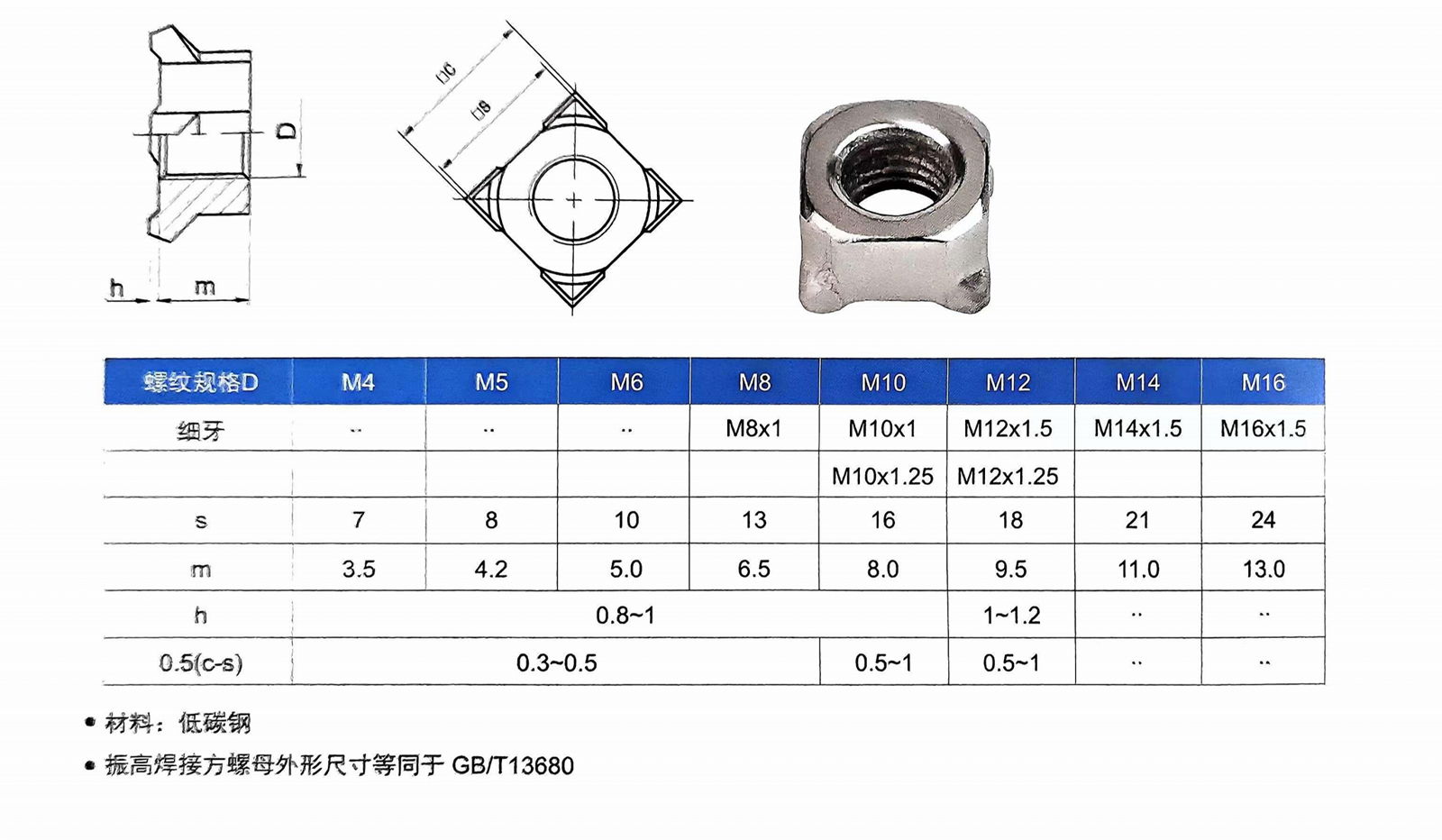 焊接防松方螺母ZG13680 2