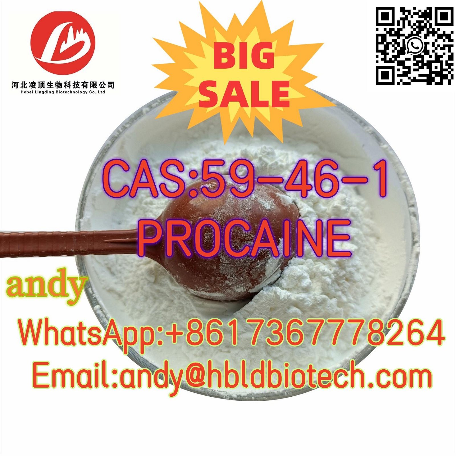 CAS:59-46-1; High quality PROCAINE powder for local anaesthesia surgery