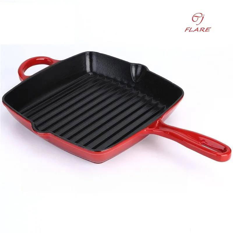 Enameled Cast Iron Thick Uncoated Flat Bottom Nonstick Frying Pan 4