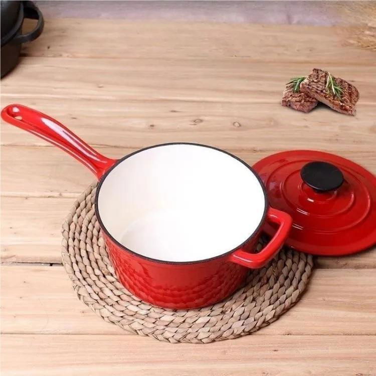 Enamel cast iron pot small milk, baby food supplement thick iron stew pot 