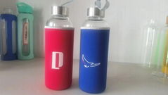 glass water bottle with pouch