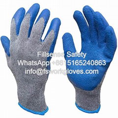 Anti Slip 10G 2Yarn Polycotton Crinkle Latex Coated Gloves for Construction 